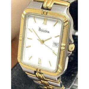 Bulova Women's Watch 98B71 Quartz White Dial Two Tone Stainless Steel Ta…